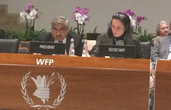 Ambassador Anil Wadhwa of India took over as the president of the WFP Executive Board on 20  February 2017 in Rome: opening session of the  WFP board in session with  Ambassador Wadhwa in the chair .