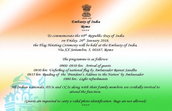 69th Republic Day of India   Flag Hoisting Ceremony at Embassy of India,  Rome 