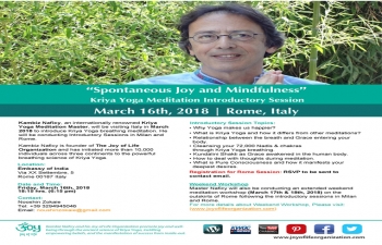 16 March at Embassy of India Spontaneous Joy and Mindfulness - Kriya Yoga Meditation Introductory Session