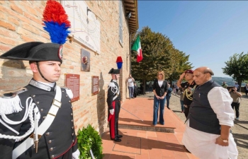 Homage to Montone memorial - Official visit to Italy of Raksha Mantri Shri Rajnath Singh (October 10, 2023)